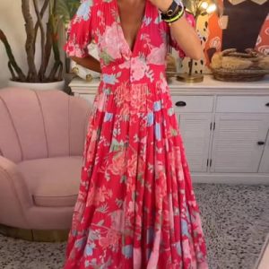 Isabeau - Robe Longue Confortable avec Col V et Poches