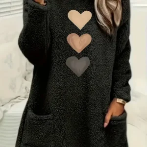 Patrice - Sweatshirt Polaire Cœur Coloré avec Poches