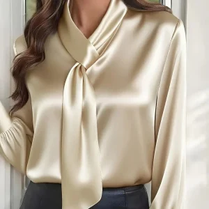 Faylinora - Blouse Satinée Élégante à Lien Sous le Cou au Style Intemporel