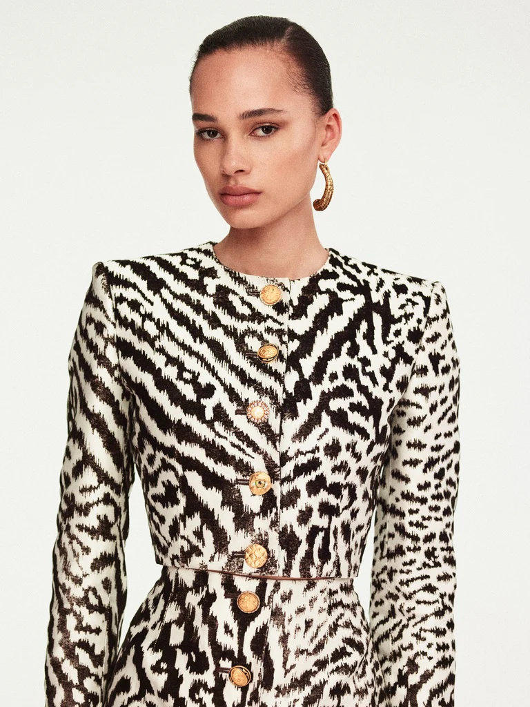 VESTE COURTE SANS COL IMPRIMÉ ANIMAL – Image 7