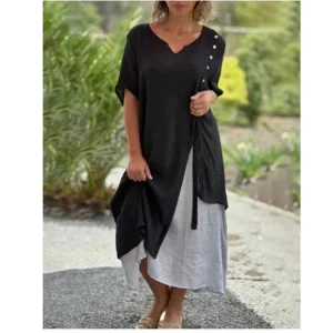 Amabel - Robe asymétrique à deux pièces avec manches courtes