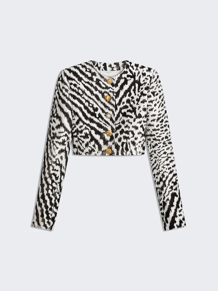 VESTE COURTE SANS COL IMPRIMÉ ANIMAL