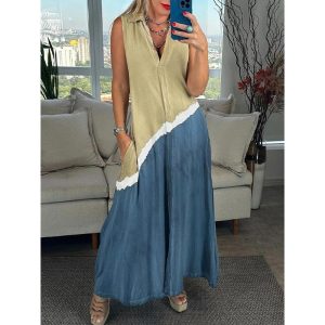 Calista - Robe Sans Manches Tie-Dye avec Revers et Décolleté en V