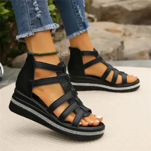 Amira - Sandales à Talon Wedge en Strass
