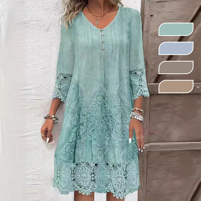 Maia - Robe élégante en dentelle à demi-manches et décolleté en V pour femmes – Image 5