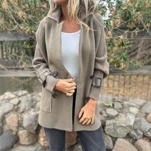 Lunelora - Manteau Mi-Long Élégant à Double Boutonnage